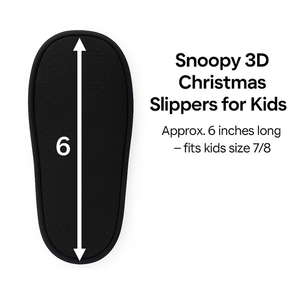 Peanuts Snoopy 3D Christmas Scuff Slippers Toddler 7/8 Plush Santa Slip-Ons New - Picture 15 of 16